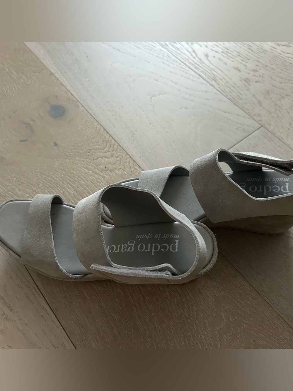 Pedro Garcia Gray Suede Open-Toe Slide Mules